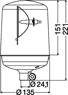 HELLA 2RL 008 060-101 Halogen-Rundumkennleuchte - KL 7000 - 12V - gelb - Rohrstutzen - gelb