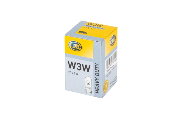 HELLA 8GP 003 594-241 Glühlampe - W3W - Heavy Duty - 24V - 3W - Sockelausführung: W2,1x9,5d - Schach