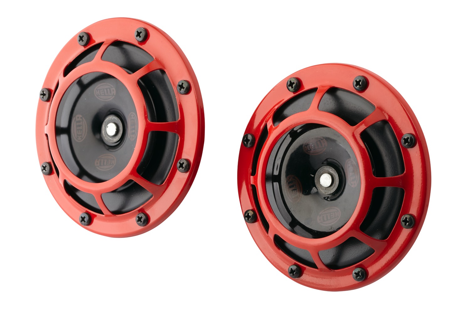 HELLA 3AG 003 399-801 Horn - B133 - 12V - Frequenzbereich: 300/500Hz - Starkton - Gehäusefarbe: rot/