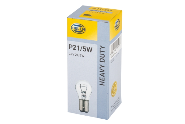HELLA 8GD 002 078-241 Glühlampe - P21/5W - Heavy Duty - 24V - 21/5W - Sockelausführung: BAY15d - Sch