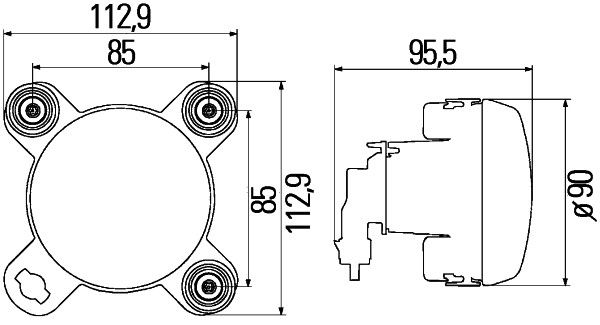 HELLA 1K0 247 043-017 DE/FF/Halogen-Hauptscheinwerfer - 90mm Performance - 12V - rund - Referenzzahl