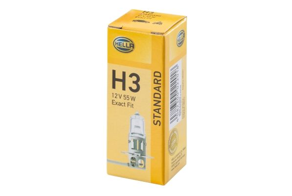 HELLA 8GH 002 090-131 Glühlampe - H3 - Standard - 12V - 55W - Sockelausführung: PK22s - Schachtel -